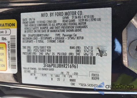 2017 Ford Fusion Hybrid Se из США, поврежденный, VIN 3FA6P0LU8HR216961